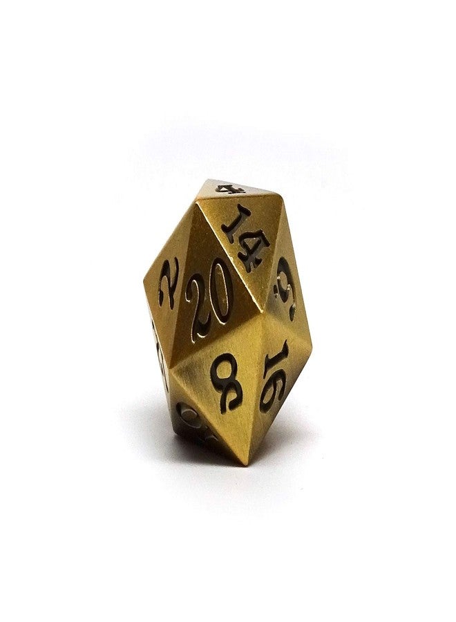 شركة إيزي رولر دايس نرد معدني فردي D20 - تصميم معدني أسطوري بخط مميز (ذهبي أسطوري) - Image 1